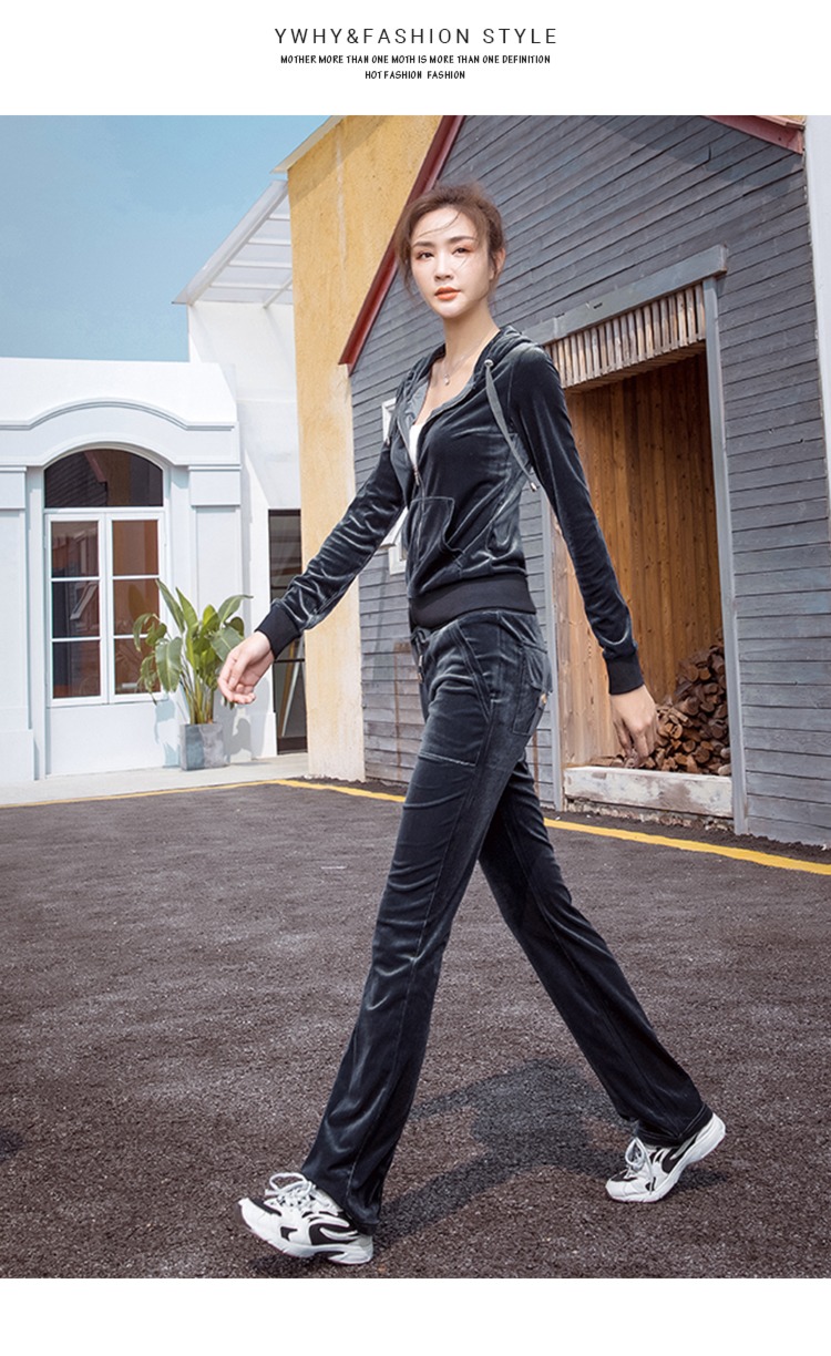 spring and autumn thickening velvet casual clothes Sports suit