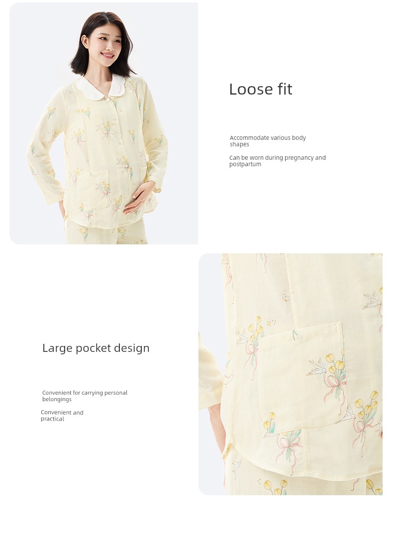 [New Product] Cotton Era Maternity Gauze Home Clothes Pure Cotton Comfortable Nursing and Postpartum Pajamas for Women — 19