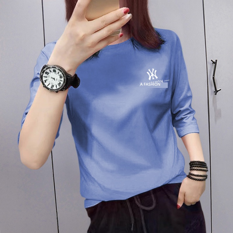 three quarter sleeve early spring summer wear easy ma'am white T-shirt