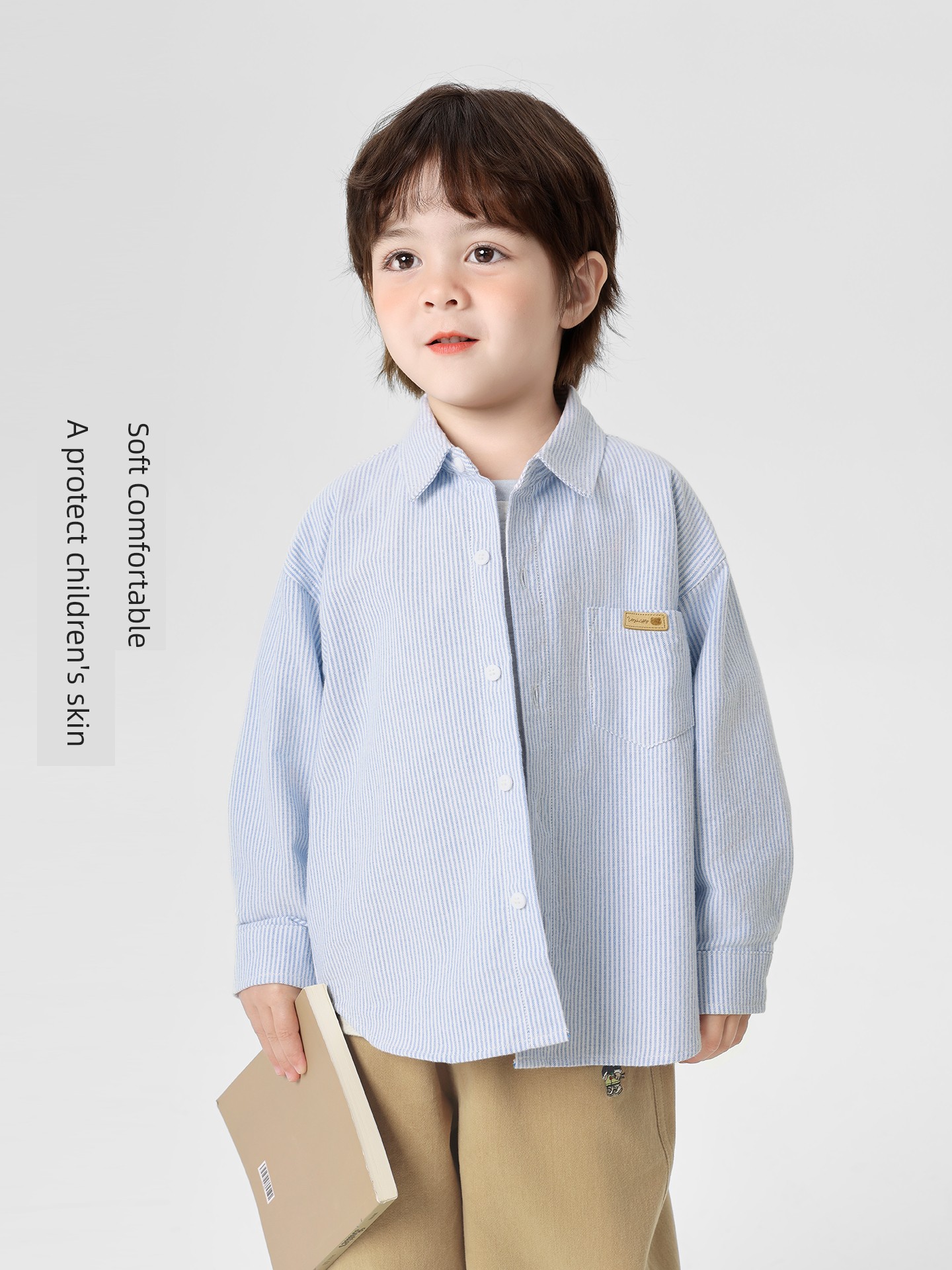 Right European Boys' Shirt Spring and Autumn Clothes Baby 100% Cotton Coat Little Boy Fried Street Clothes Kids Children's Clothing Baby Coat