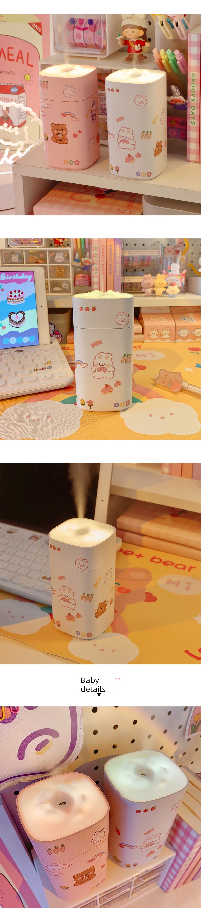 ins desktop Humidifier charge Mini household Silence student dormitory lovely atmosphere humidification small-scale Large spray