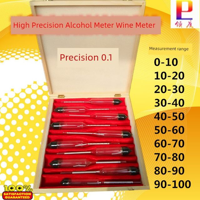 High precision alcohol meter ten sets 0-10-20-30-40-50-60-70-80-90-100 Accuracy 0.1