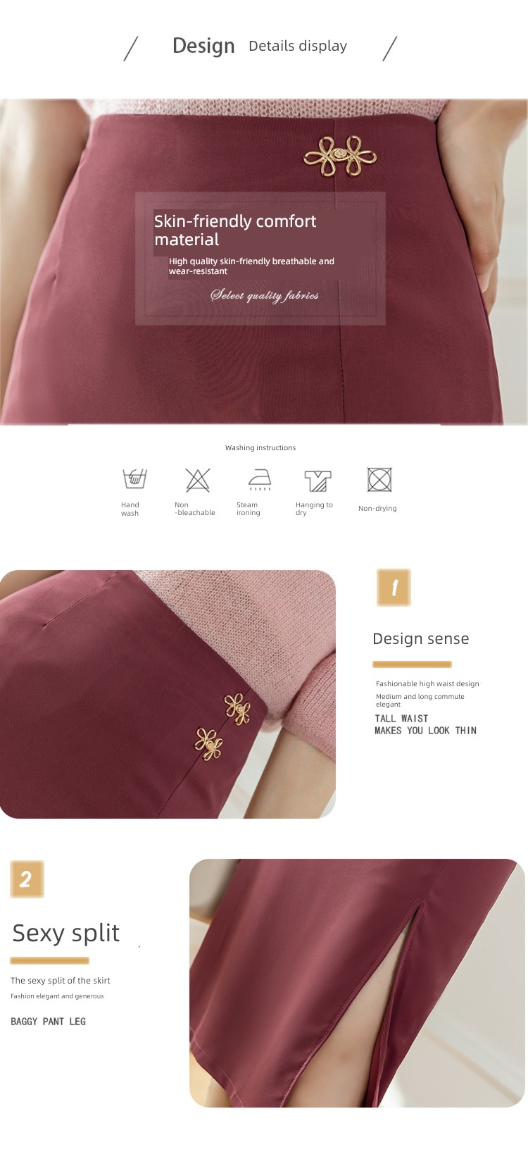 Medium and long term A word Irregular Fork One pace skirt suit