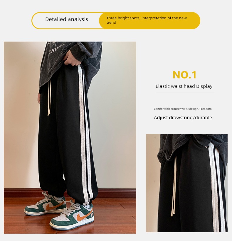 Plush Men's style Autumn and winter leisure time easy Tie one's feet trousers