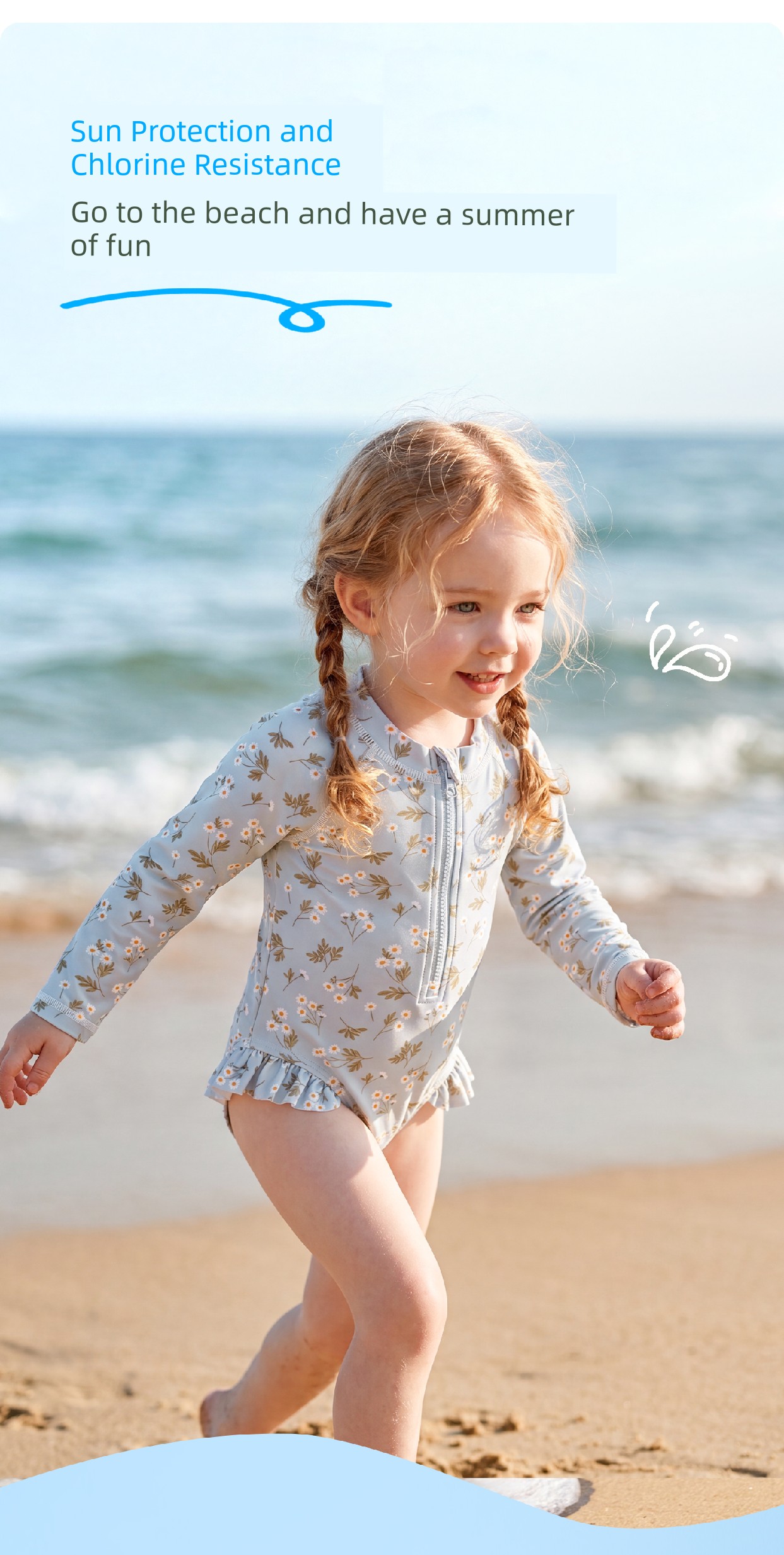 Banxidi Girls' Sun Protection Swimsuit 2026 New Baby Cartoon One-Piece Long-Sleeved Swimsuit Kidsren's Princess Swimsuit — 3