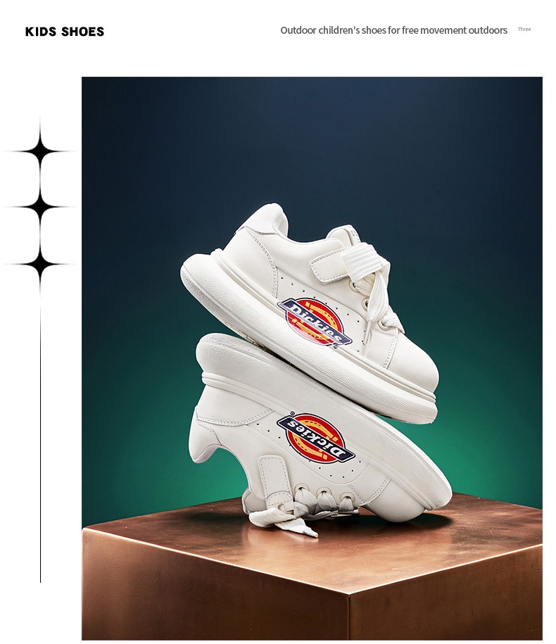 Dickies Medium and Large Children's White Shoes for Boys and Girls 2026 Autumn New Thick-Soled Non-Slip Kidsren's Sports and Casual Shoes — 19
