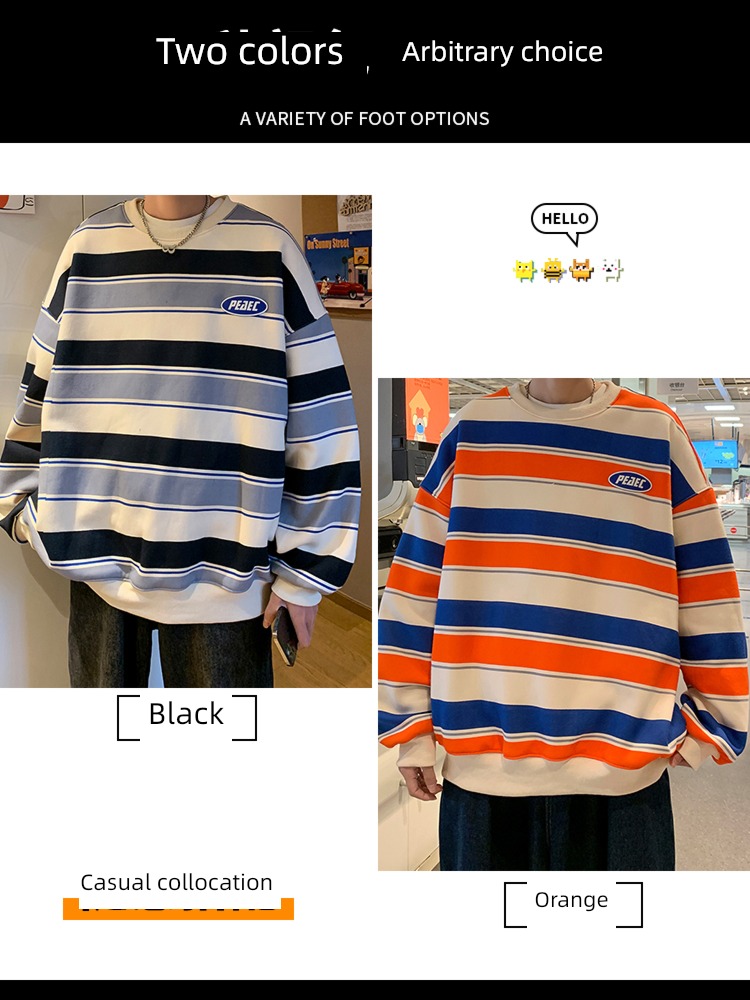 Autumn and winter Color contrast stripe easy Port style lovers Sweater
