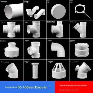 PVC Elbow 50 Accessories 75 Straight Bend 110 Downcomer Direct Tee P-Type S-Type Water Trap 160 Drainage Pipe Fittings
