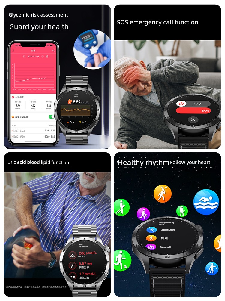  美國藍牙通話體溫心率智能手環 高配版【黑壳--黑色复合表带】Product Thumbnail