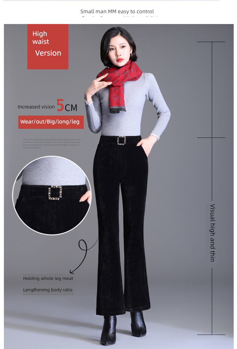 High waist Self-cultivation Show thin Sagging sensation Velvet leisure time Flared trousers