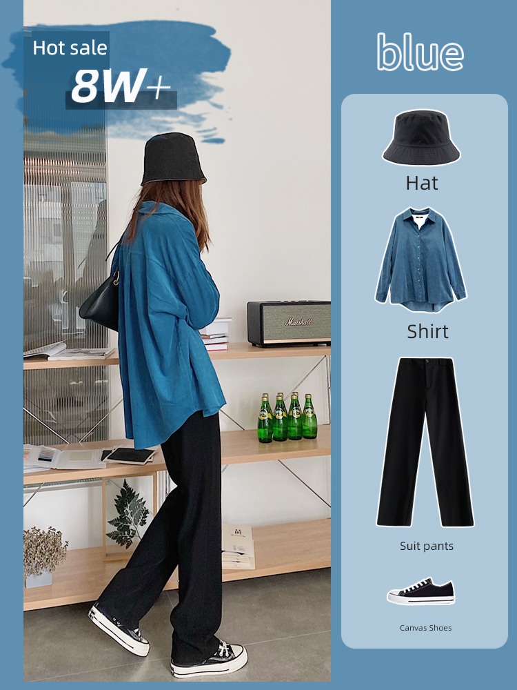 easy High waist Sagging feeling Mopping thickening Suit pants