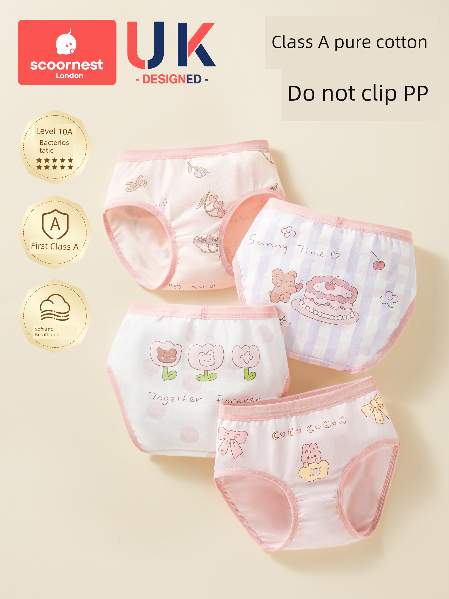 SCOORNEST Girl Briefs Cotton Children's Underwear Baby Girl Little Girl Children Toddler Shorts without Pp