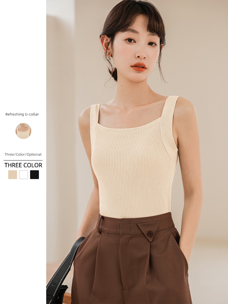 Inner lap knitting Lay a foundation Self-cultivation Wear out black camisole