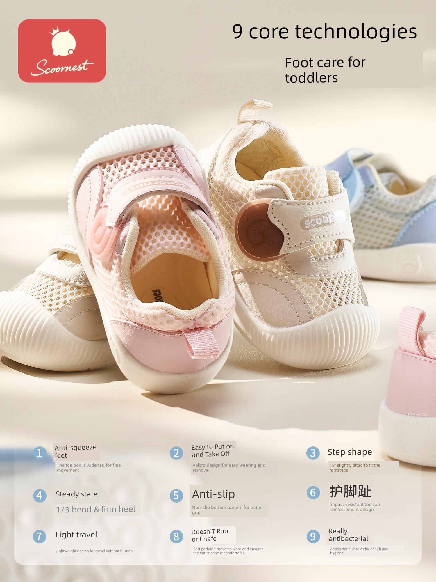 Kechao Toddler Shoes for Boys and Girls, Spring and Summer Shoes, Baby Shoes, Soft-Soled Functional Children's Shoes, Breathable Indoor Cool Shoes