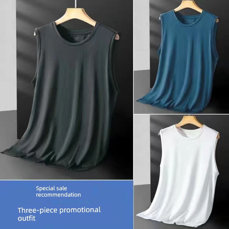 민소매 조끼 조끼 얼음 실크 티셔츠 남성 캐주얼 여름 대형 중공 얇은 시원한 땀 조끼 속건 옷