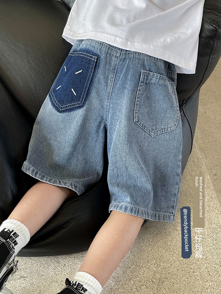 Haima's Children's Clothing Boys' Denim Shorts Summer Thin Style 2026 New Model Kids' Knee-Length Pants Youth Shorts