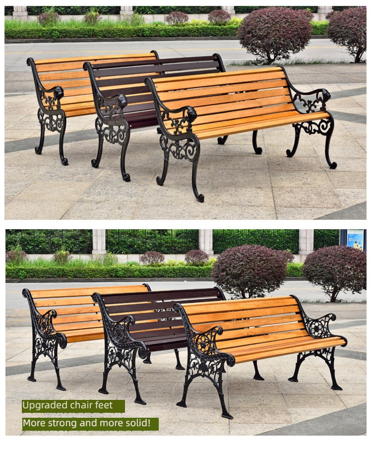 thickening solid wood outdoors Double Iron art furniture Park chair