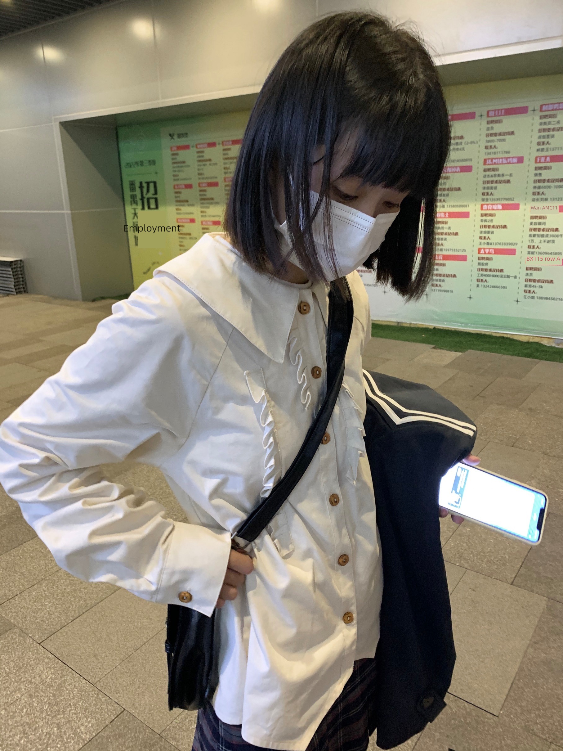 self-control Girlhood Beige Long sleeve pure cotton shirt lace
