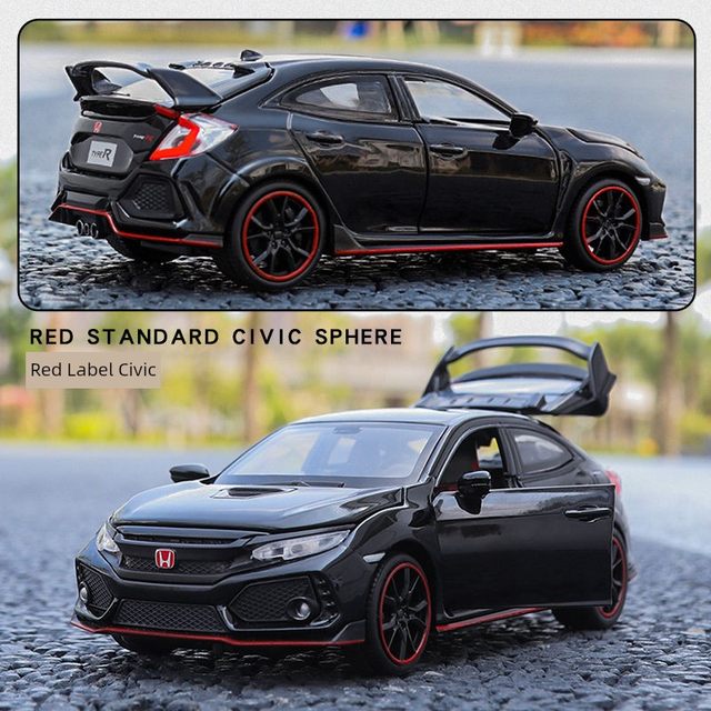 Honda 10th Generation Civic Red Label TYPER Alloy Car Simulation Metal Sports Car Ornament Model Children's Toy Car