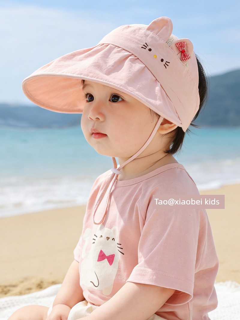 Baby Sun Hat, Infant Sun Protection Hat, Summer Children's Hat, Girls' Open-Top Hat, Breathable Mesh, Boys' Wide Brim Hat — 3