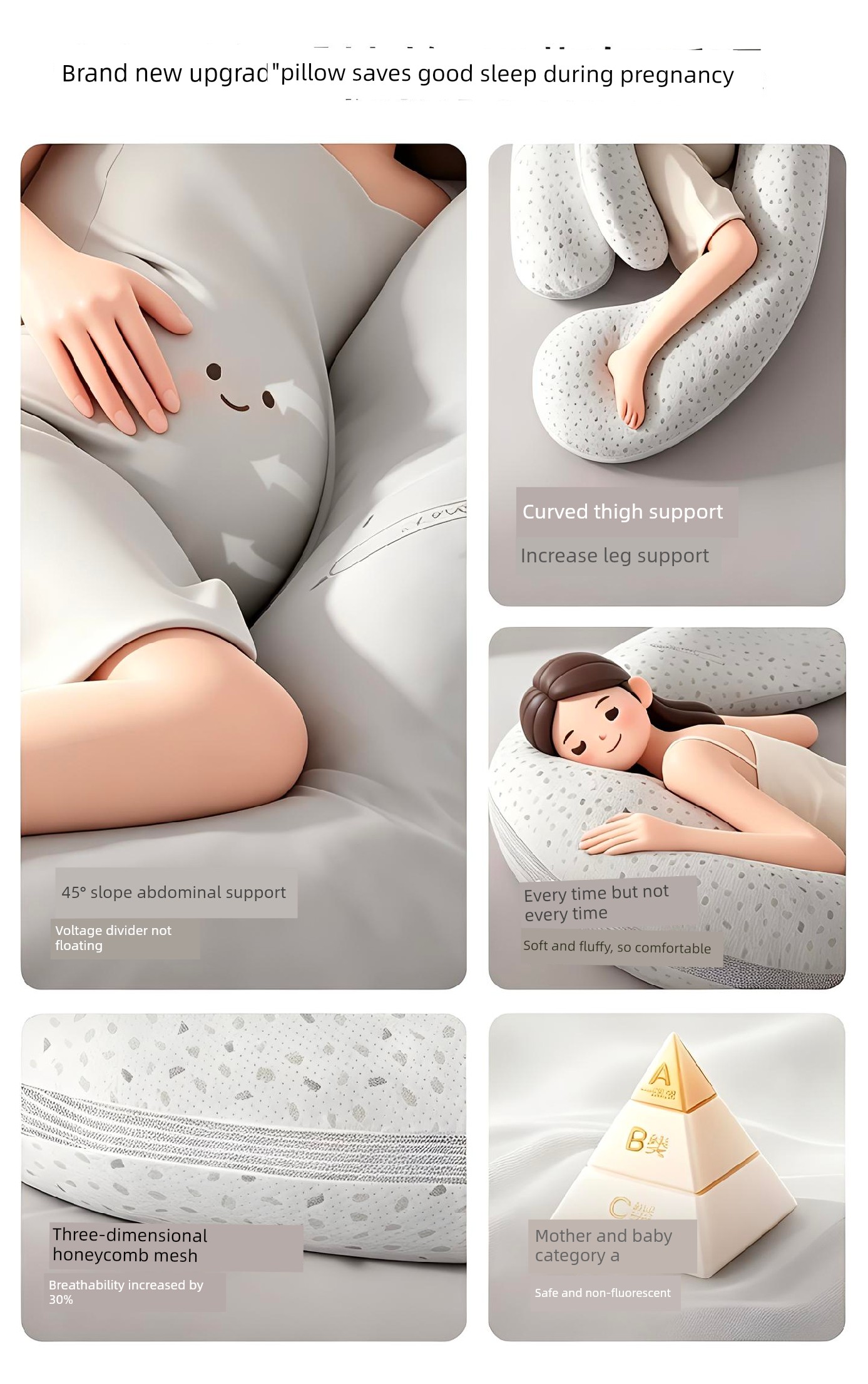Invebaby Pregnancy Pillow for Waist Support, Side Sleeping, and Belly Support, Special Pillow for Sleeping during Pregnancy, Gift — 3