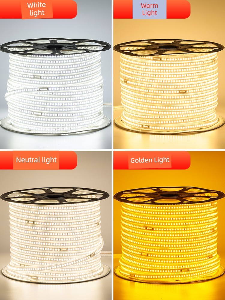 Led Strip Light for Living Room Ceiling, White Light, Golden Yellow, Super Bright, Outdoor Waterproof, Suitable for Outdoor Use, Hotels, Ktv, Warm Yellow Light, 220V