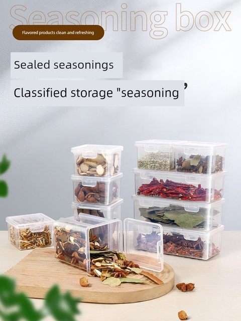 Spice packing storage box Seasoning box Kitchen household star anise cinnamon dried peppers tile flap seal storage box