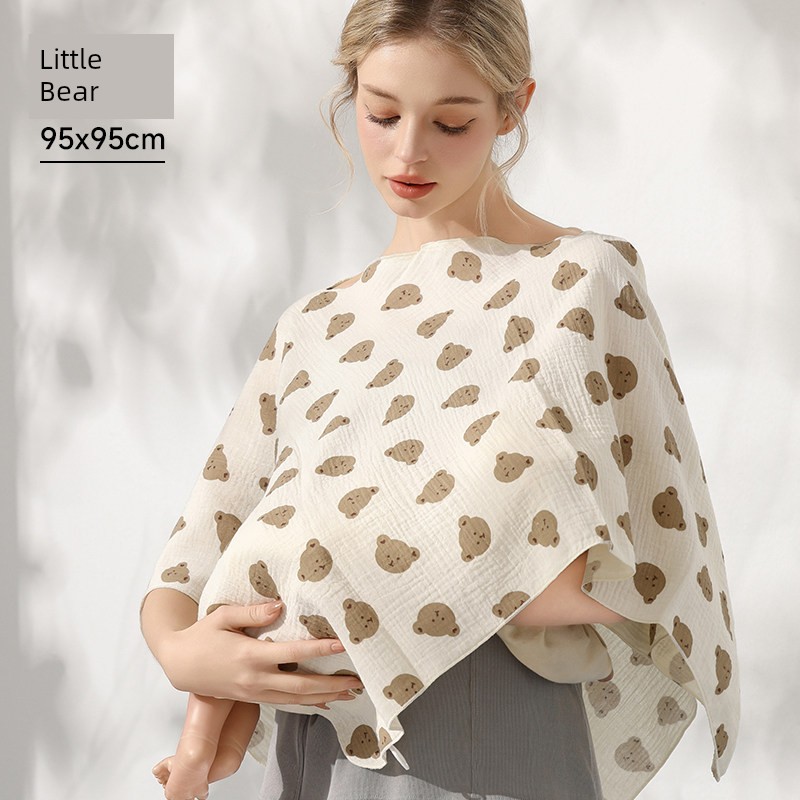 Nursing Cover Cloth Pure Cotton Nursing Towel out Cover Feeding Artifact Fashion Tape Extra Large Confinement Shawl Covering Clothing — 4