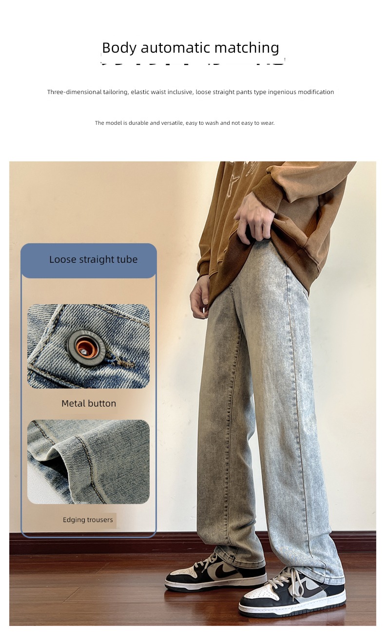 American style High street vibe wind Mopping Plush Jeans