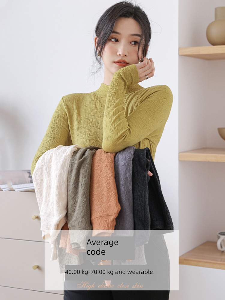 Half high collar Autumn and winter Minority Long sleeve T-shirt Undershirt