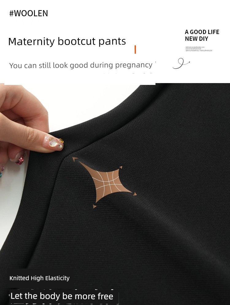 Maternity Pants for Autumn and Spring, Thin Style for Outerwear, Non-Tight on the Belly, Petite Size, Suit-Style Flared Pants, Narrow Version, Slightly — 5