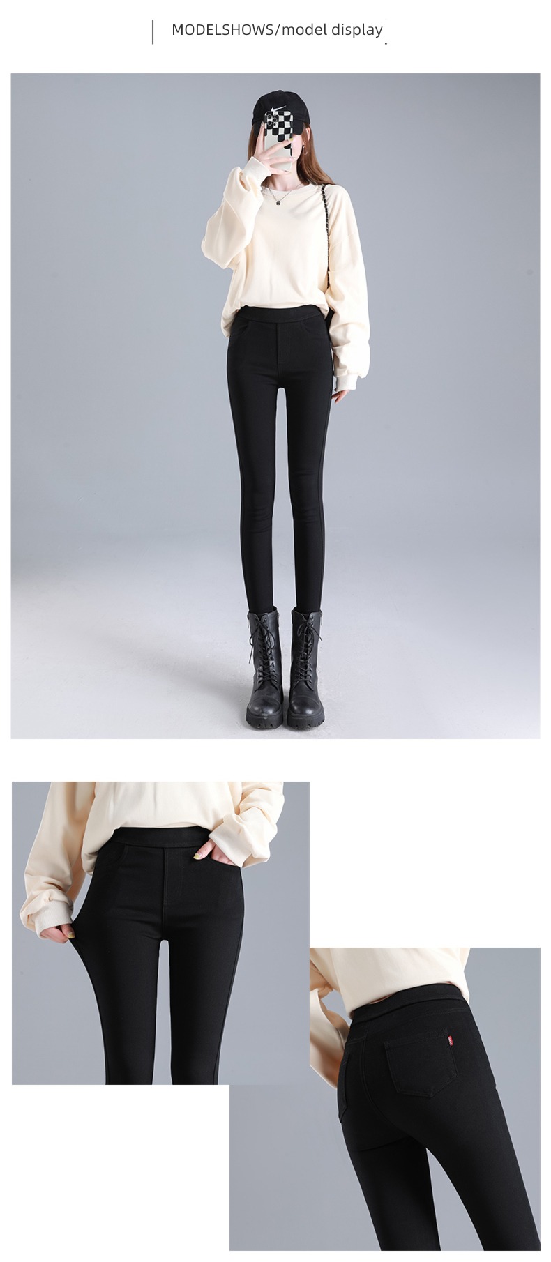 High waist elastic force pencil Show thin black Little feet Leggings