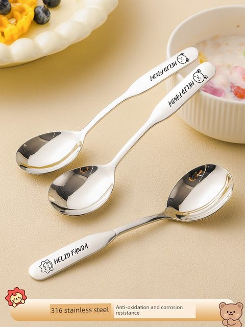 316 stainless steel long handle spoon thickened spoon Western food spoon home use children's meals and drink soup spoon