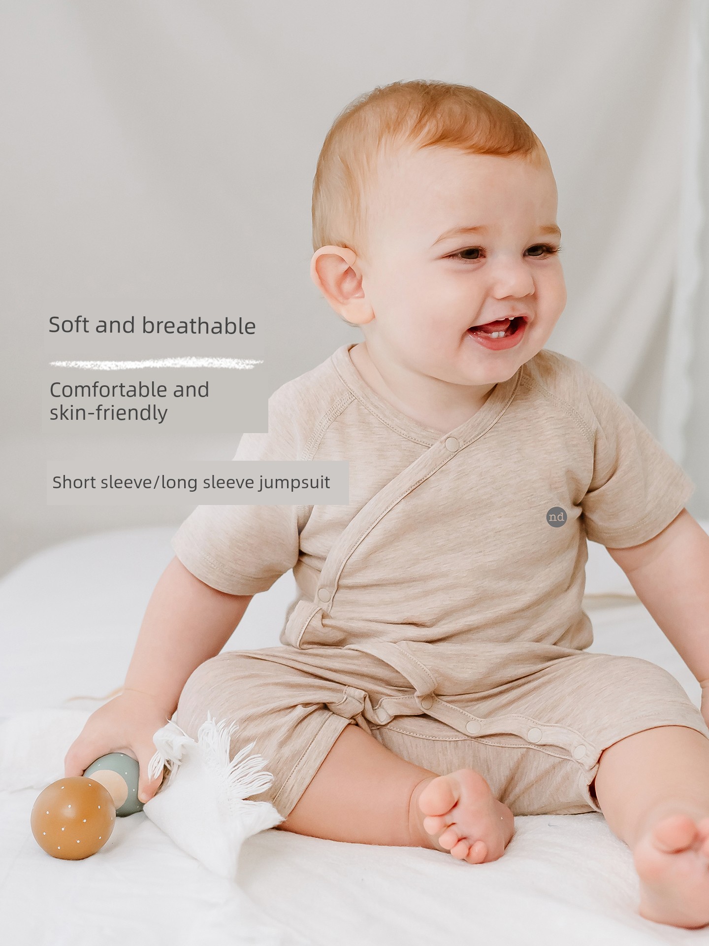 Nest Designs Baby Short-Sleeved Jumpsuit Spring and Autumn Newborn Baby Romper Kidsren's Home Clothes