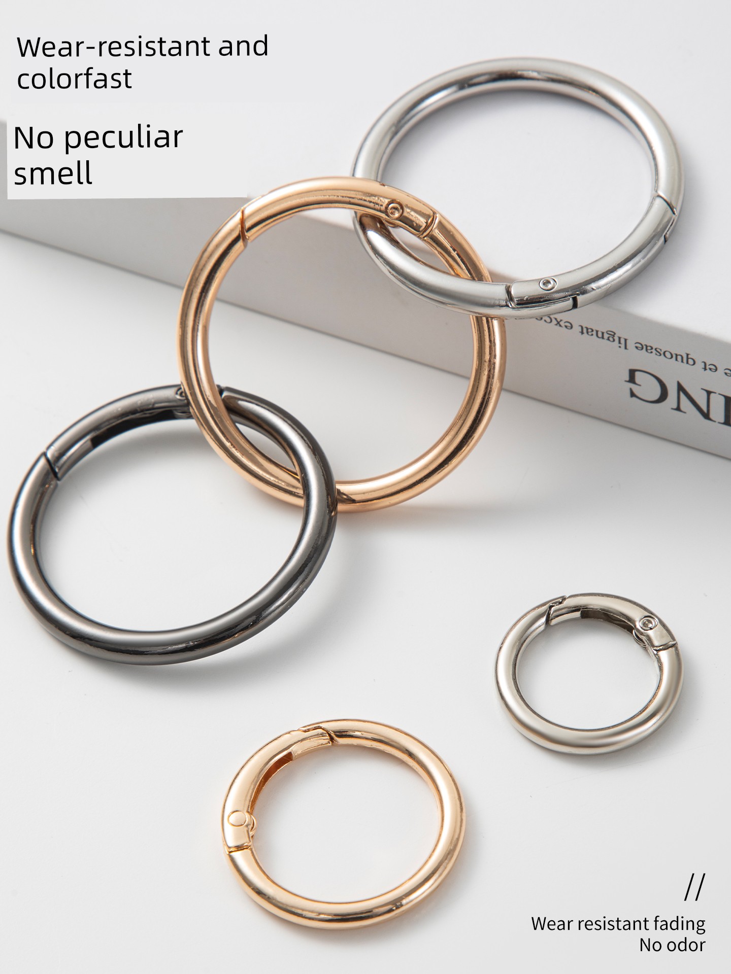 Keychain Metal Spring Clasp Zinc Alloy DIY Open Ring Movable Female Bag Accessories Hook Clasp Connecting Ring Circle Ring