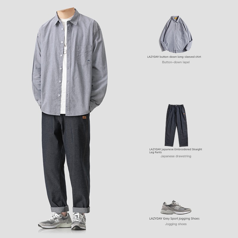 LAZY   DAY original men's wear Retro Lapel shirt