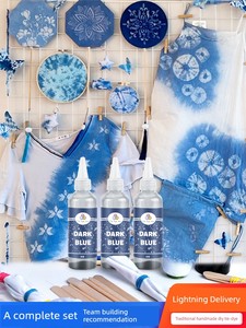 Chinese Intangible Cultural Heritage Handmade Tie-Dye DIY Material Kit Indigo Dye Blue Dye Plant Dye Batik Fabric Square