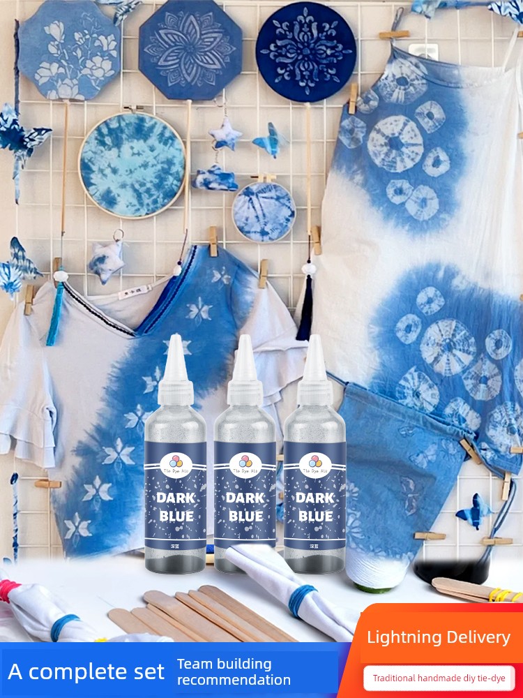 Chinese Intangible Cultural Heritage Handmade Tie-Dye DIY Material Kit Indigo Dye Blue Dye Plant Dye Batik Fabric Square Scarf Team Building