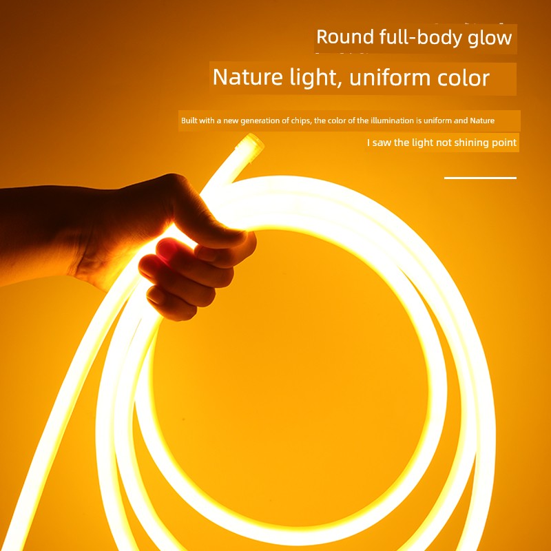 Led round Light Strip 12V Low Voltage Outdoor Waterproof 360 Degree Luminous Flexible 24V Bright Neon Advertising Soft Light Strip