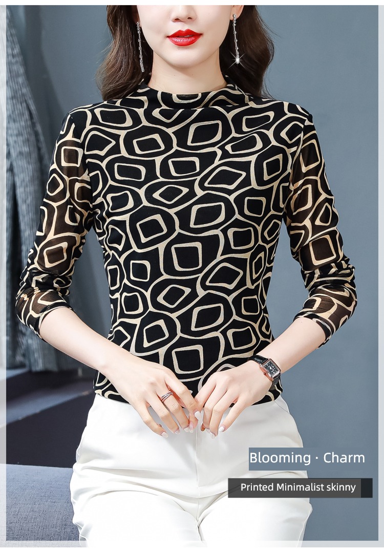 T-shirt Women Long sleeve jacket Undershirt printing Gauze