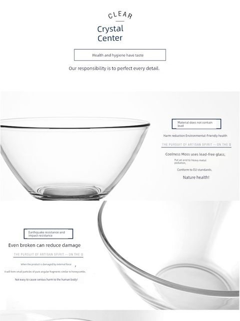Lemeiya tempered glass bowl exquisite high temperature resistance noodle bowl household rice bowl high-value dessert bowl fruit salad bowl