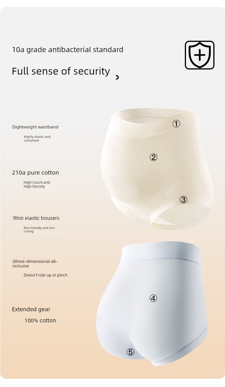 Jq Jingqi Maternity Underwear, Pure Cotton, Extended Crotch, Breathable, High-Waisted, Belly-Supporting, Antibacterial, Large Size, Special for Late — 9