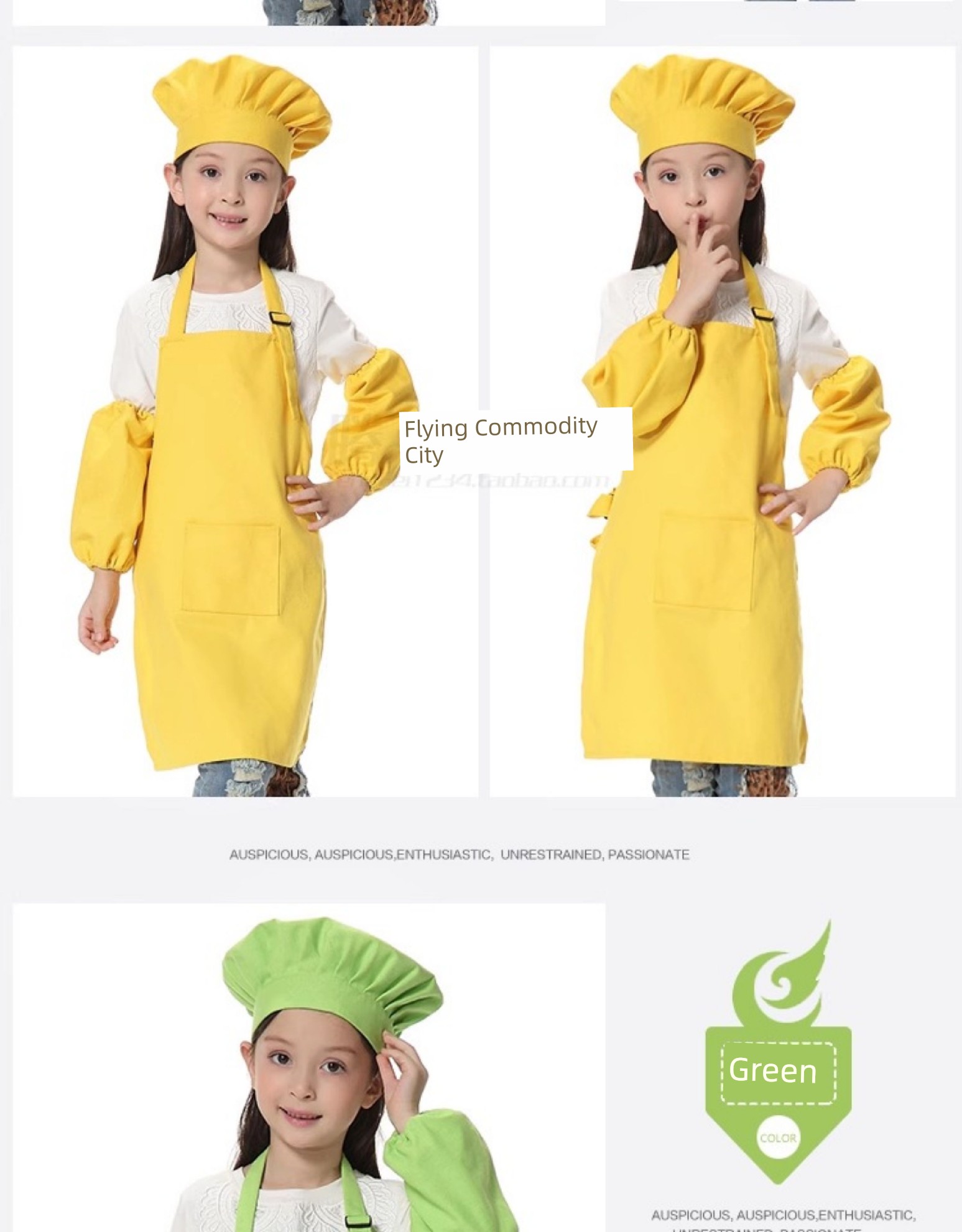 Kids Cotton Canvas Apron Sleeves Creative Apron Painting Apron Kids Chef Suit Chef Cap Printed Logo — 12