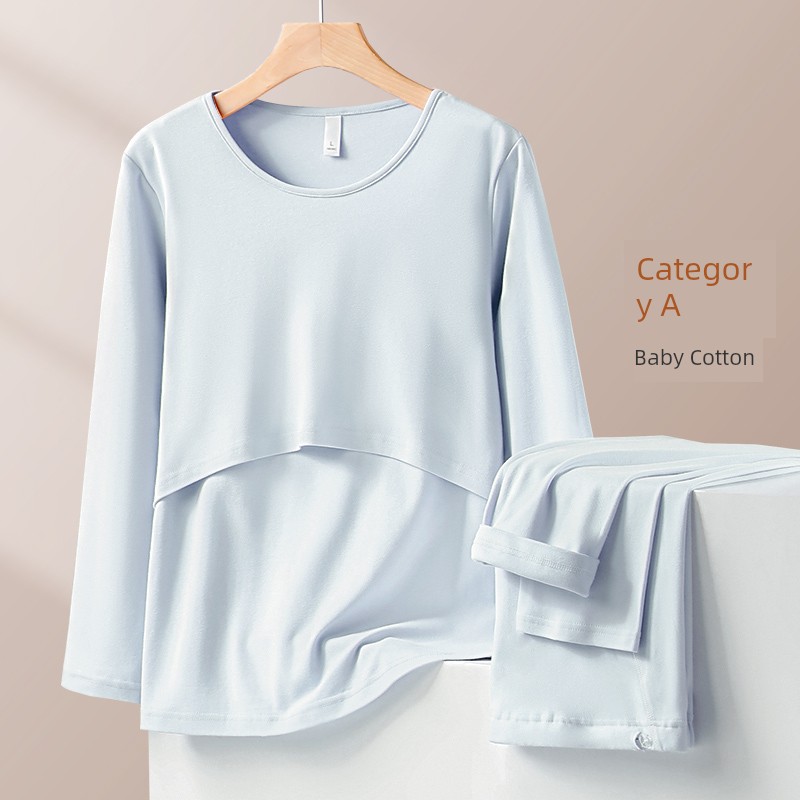 Maternity Autumn Clothes Set, Pure Cotton Sweater, Autumn and Winter Thermal Underwear, Nursing Pajamas, Postpartum Clothing, Loungewear — 4