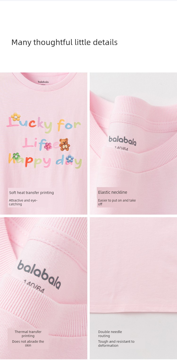 Balabala Kidsren's Clothing Girls' Baby Short-Sleeved T-Shirt Kidsren's 2026 New Summer Clothing Big Kidsren's Moisture-Absorbent Quick-Drying Tops — 11