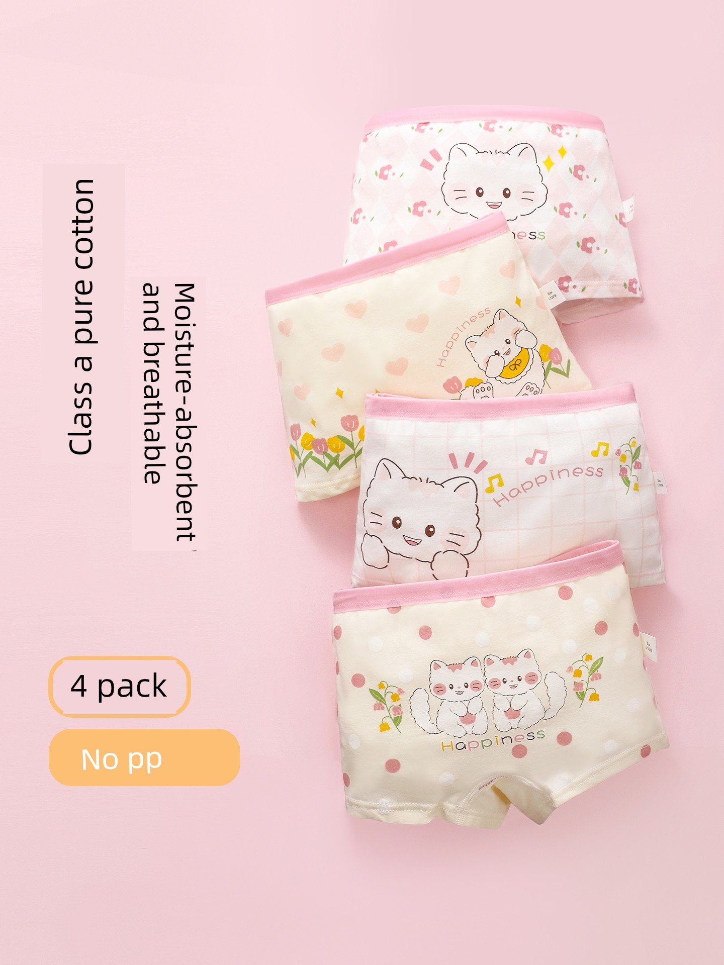 Children's Underwear for Girls, Pure Cotton Crotch Shorts, Little Girls' Class a Non-Binding Four-Corner Baby Briefs, Boxer Briefs