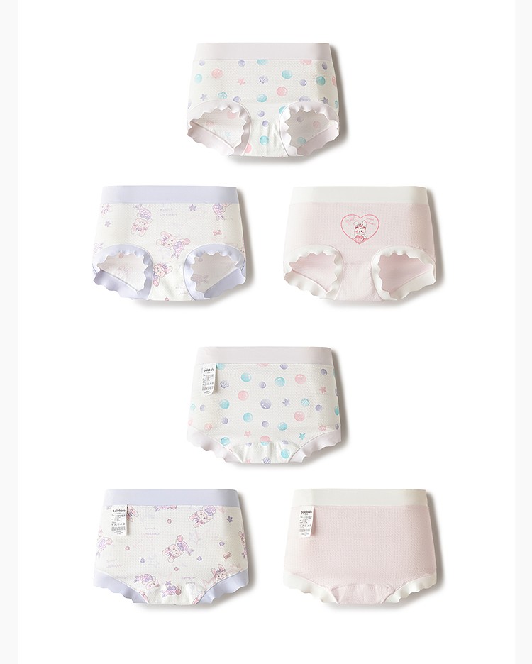 Balabala Girls' Cotton Boxer Briefs Children's Triangle Briefs Baby Boxer Briefs Class a Skin-Friendly Antibacterial Breathable Three-Pack — 26