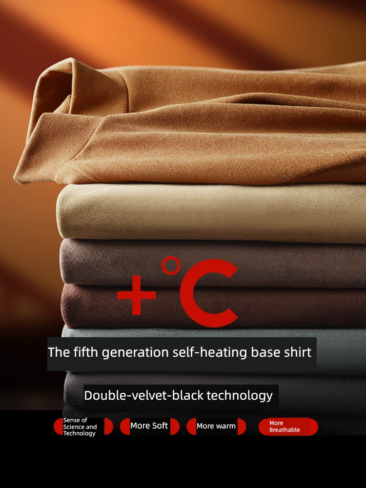 UBV Double faced velvet autumn new pattern Middle collar Long sleeve T-shirt