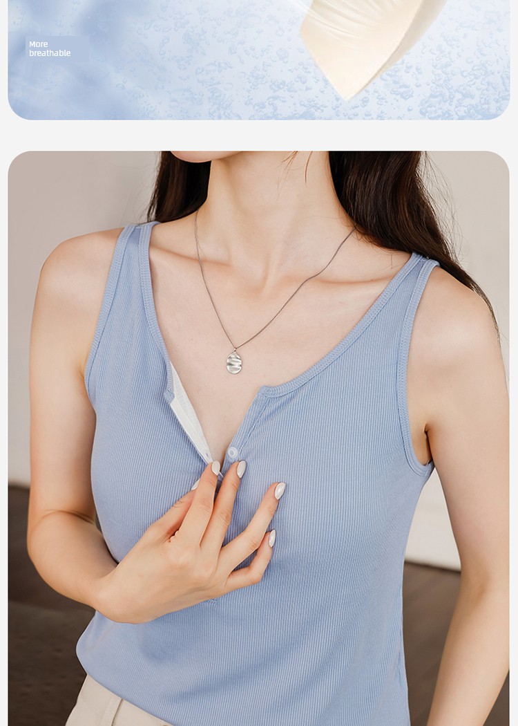 Breastfeeding Vest with Suspenders, No Need to Wear a Bra, Summer Thin Style, Can Be Worn Outside, Postpartum Maternity Top with Breast Pads, Special — 4