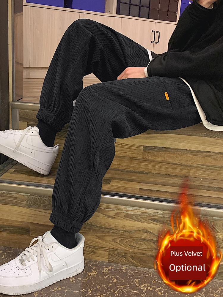 leisure time have more cash than can be accounted for Korean version trend Nine points Corduroy trousers